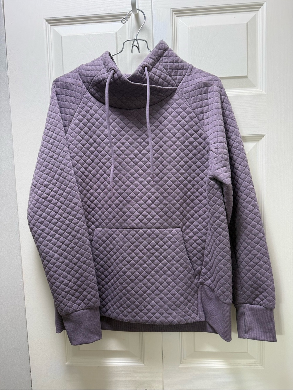 Quilted Pullover Hoodie in Lavender - Women Sweater